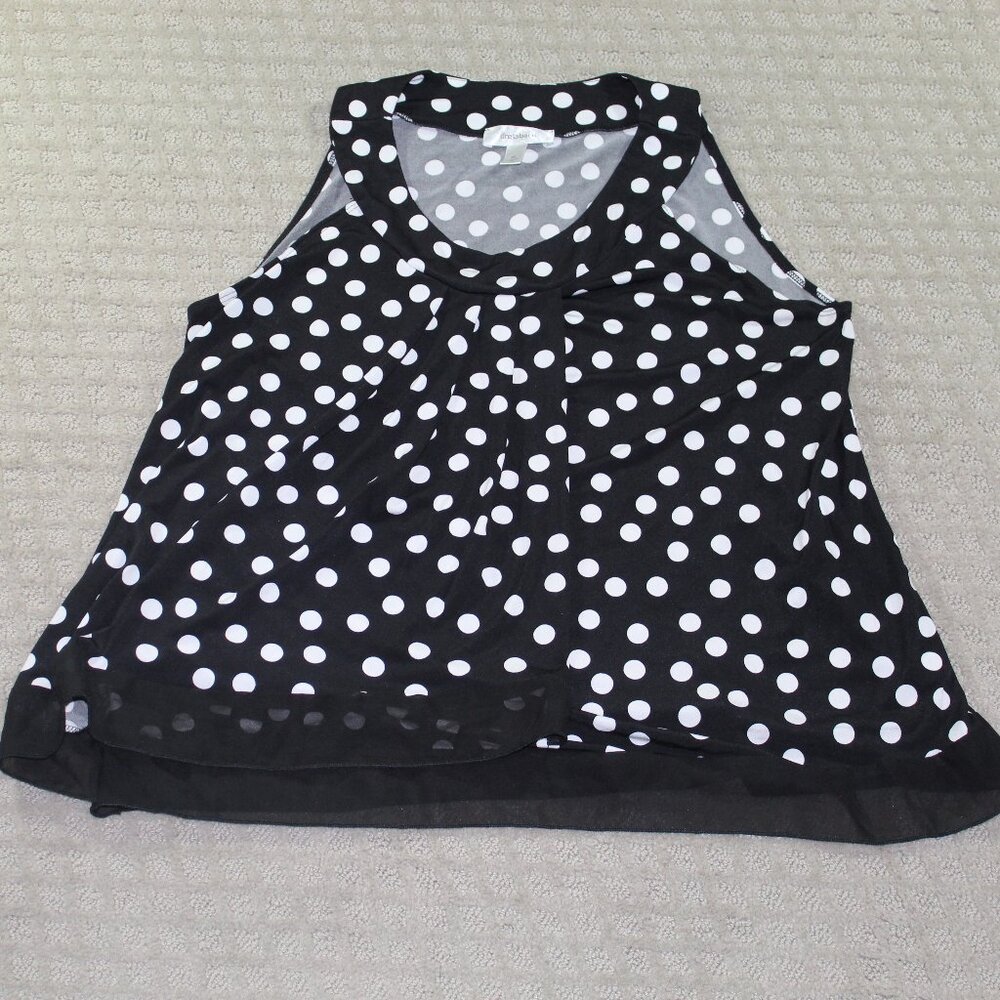 FLATTERING! Dress Barn Sz XL Black and White Polka Dot Top